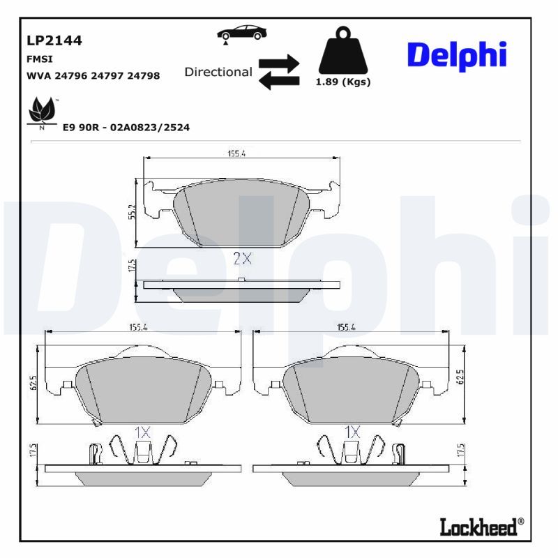 DELPHI LP2144 Brake Pad Set, disc brake