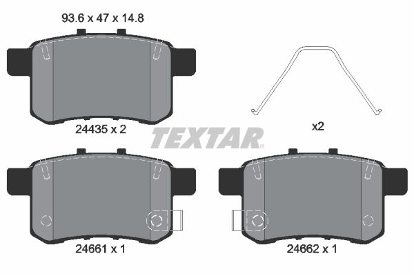 Комплект гальмівних накладок, дискове гальмо, Textar 2443501