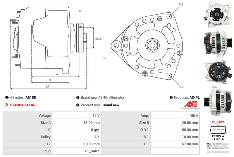 AS-PL A6158 Alternator