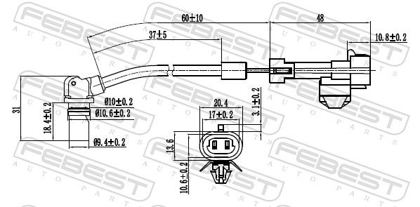 FEBEST 10606-004 Sensor, wheel speed