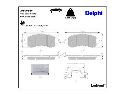 DELPHI LP5003EV Brake Pad Set, disc brake
