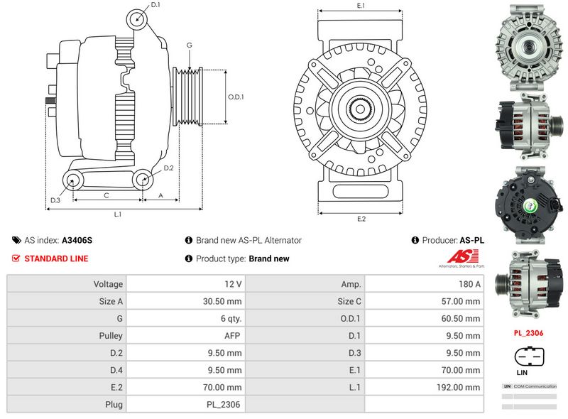 AS-PL A3406S Alternator
