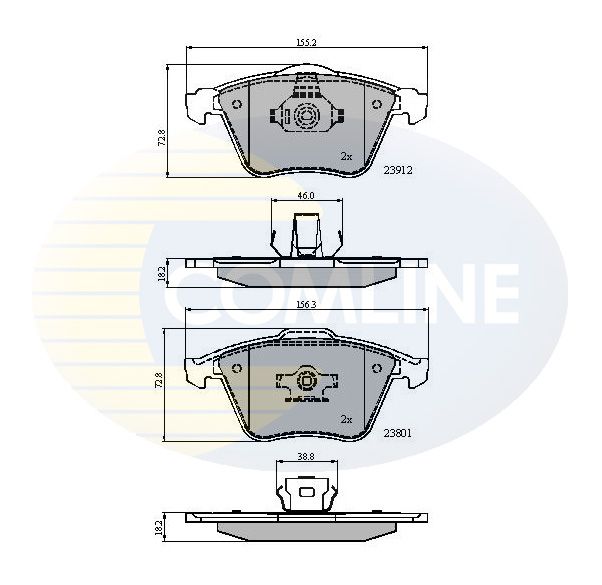 Комплект гальмівних накладок, дискове гальмо, Comline CBP01607