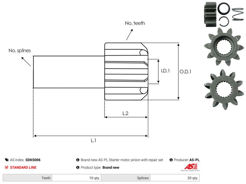 AS-PL SDK5006 Freewheel Gear, starter