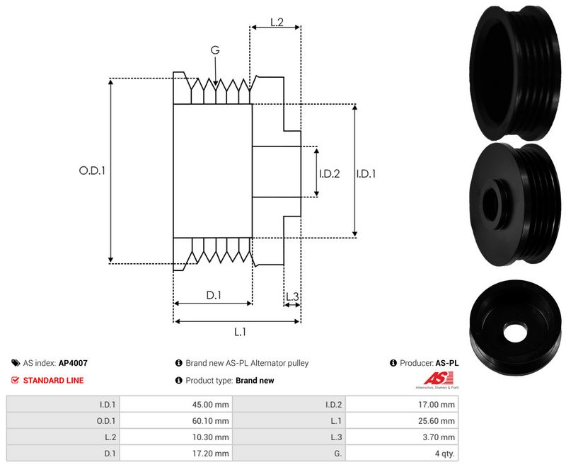Rihmaratas, generaator, AS-PL AP4007