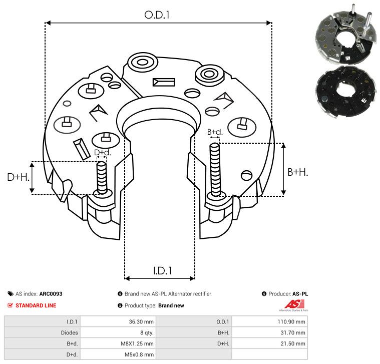 AS-PL ARC0093 Rectifier, alternator