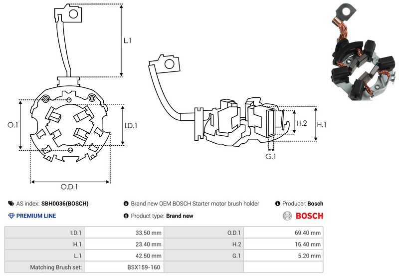 AS-PL SBH0036(BOSCH) Holder, carbon brushes