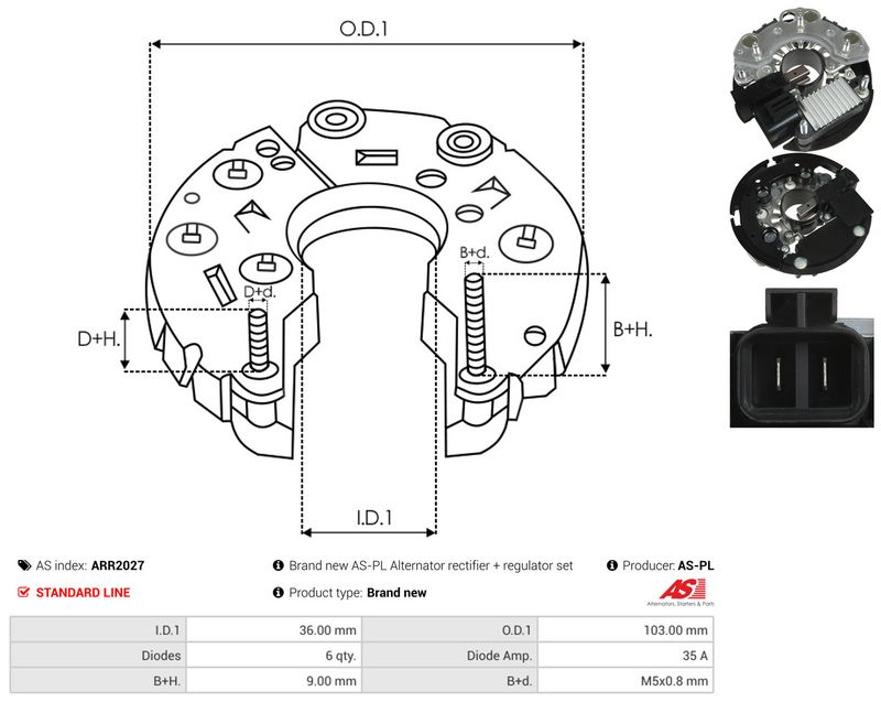 AS-PL ARR2027 Rectifier, alternator