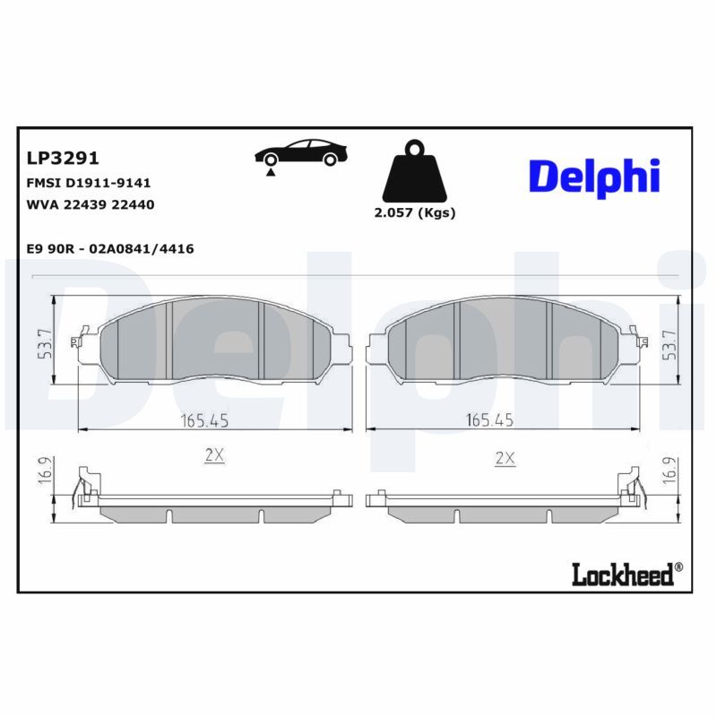 Piduriklotsi komplekt, ketaspidur, DELPHI LP3291