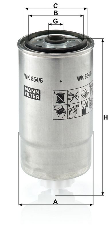 Kütusefilter, MANN-FILTER WK 854, 5