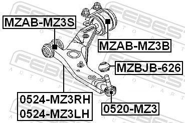 FEBEST 0524-MZ3LH Control/Trailing Arm, wheel suspension