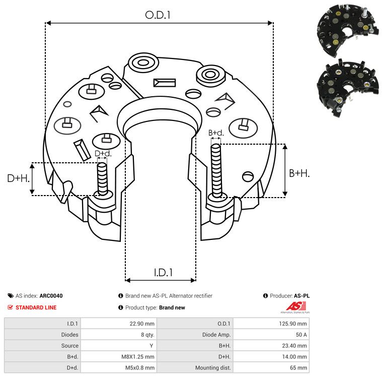 AS-PL ARC0040 Rectifier, alternator