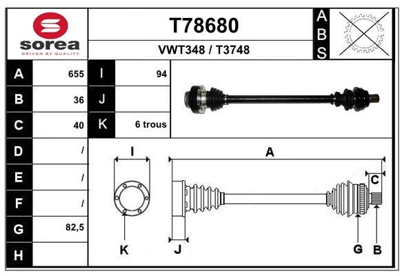 EAI hajtótengely T78680