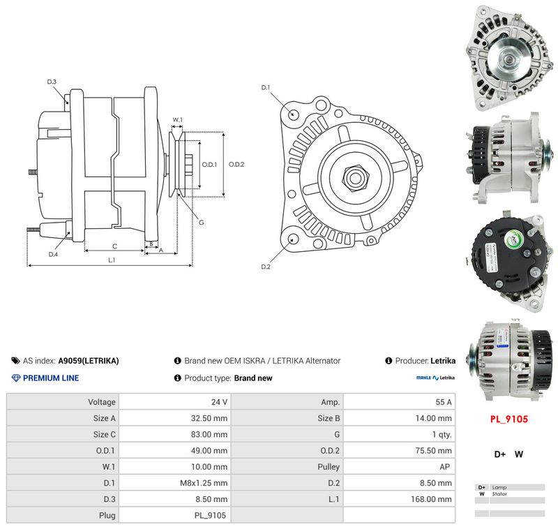 AS-PL A9059(LETRIKA) Alternator