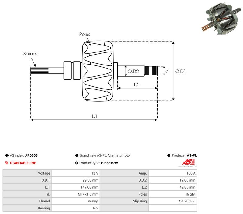 AS-PL AR6003 Rotor, alternator