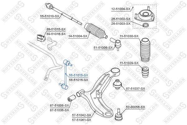 STELLOX 56-51015-SX Link/Coupling Rod, stabiliser bar