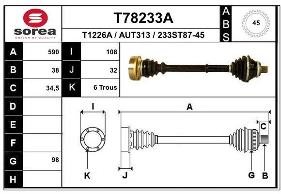 EAI hajtótengely T78233A