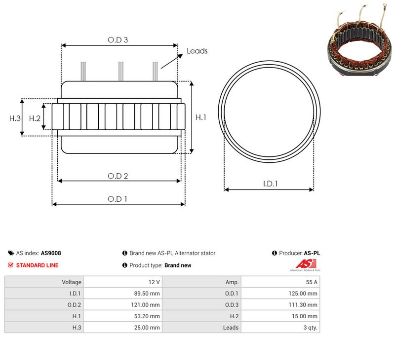Staator, generaator, AS-PL AS9008