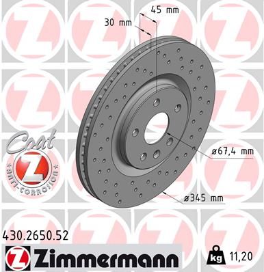 Гальмівний диск, Zimmermann 430.2650.52