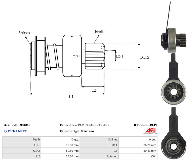 AS-PL SD4065 Freewheel Gear, starter