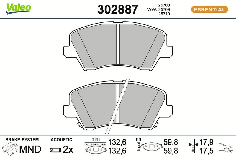 комплект спирачно феродо, дискови спирачки VALEO