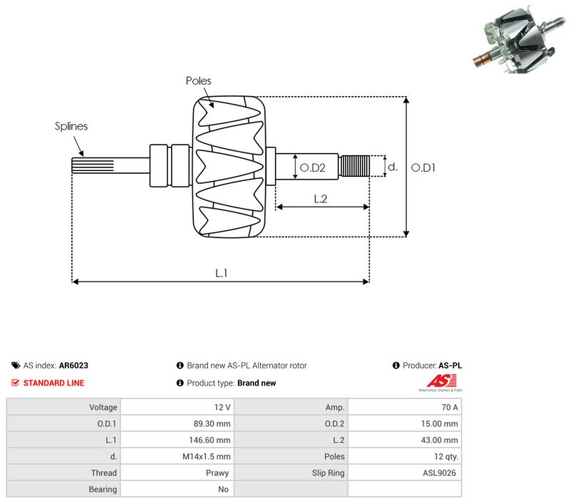 AS-PL AR6023 Rotor, alternator