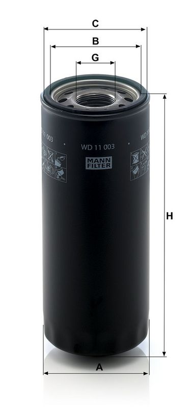 Filter, tööhüdraulika, MANN-FILTER WD 11 003