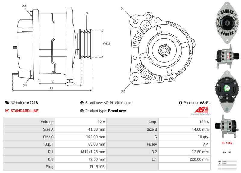AS-PL A9218 Alternator