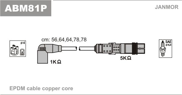 Комплект проводів високої напруги, Janmor ABM81P