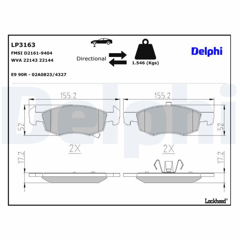 Piduriklotsi komplekt, ketaspidur, DELPHI LP3163