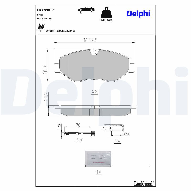 Piduriklotsi komplekt, ketaspidur, DELPHI LP2039LC