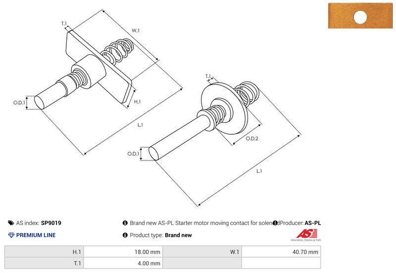 Remondikomplekt, Starter, AS-PL SP9019