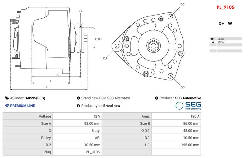 Brand new OEM SEG Alternator
