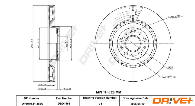 Disc frana DP1010.11.1566 Dr!ve+