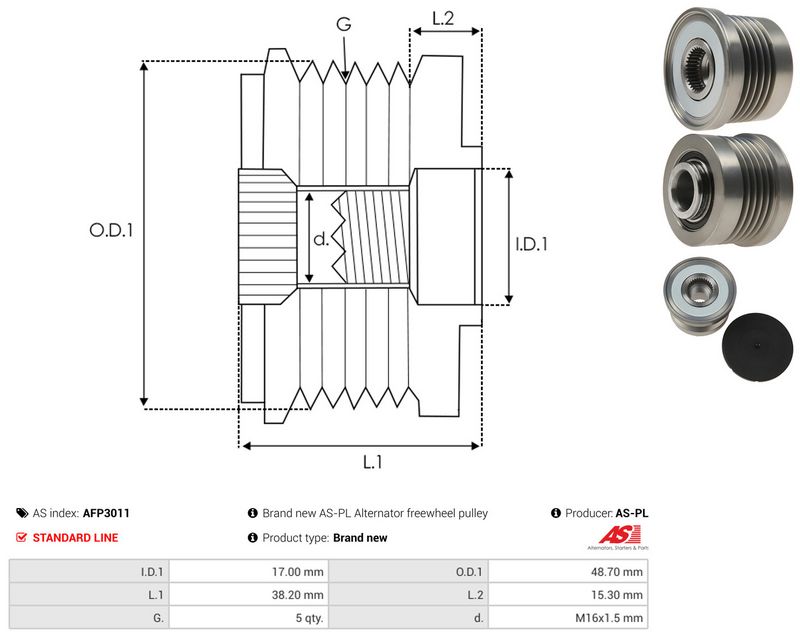 AS-PL AFP3011 Alternator Freewheel Clutch