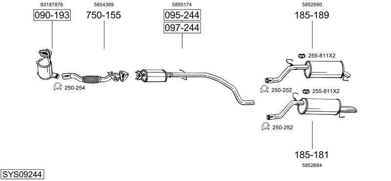 BOSAL kipufogórendszer SYS09244