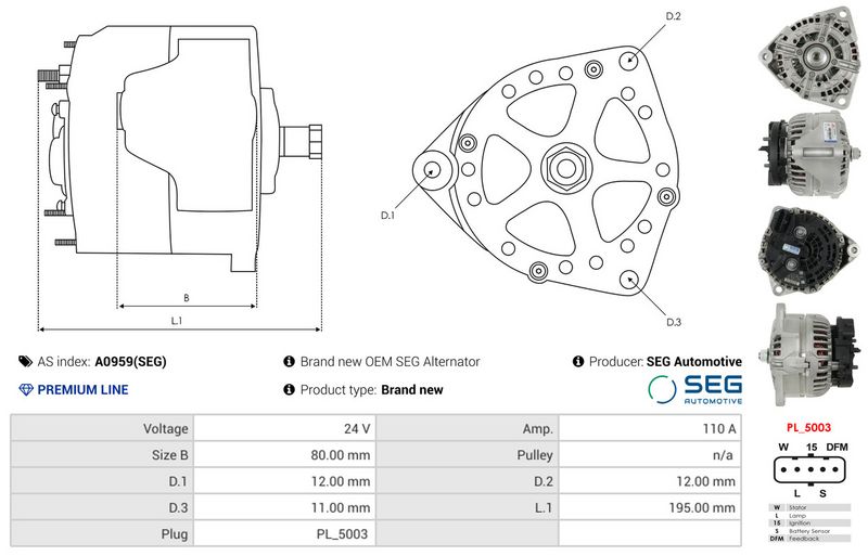 AS-PL A0959(SEG) Alternator