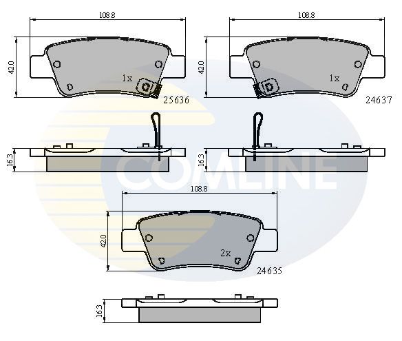 Комплект гальмівних накладок, дискове гальмо, Comline CBP31674