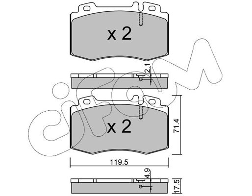 Комплект гальмівних накладок, дискове гальмо, підготовано для індикатора попередження про знос, Cifam 822-563-5