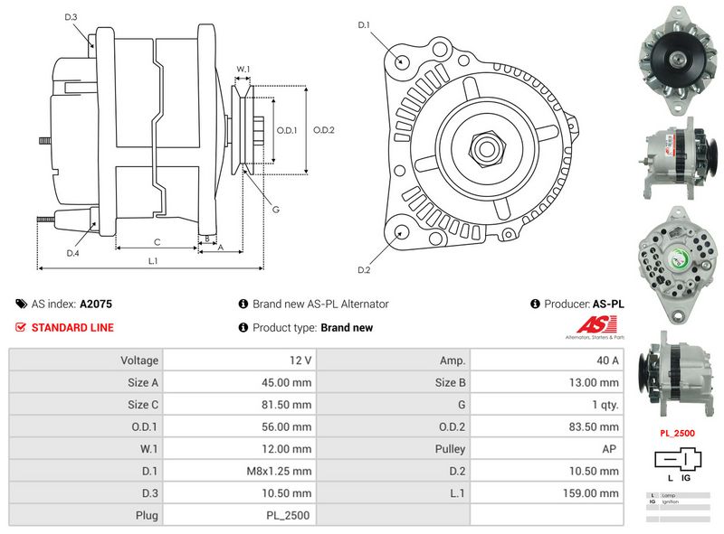 AS-PL A2075 Alternator