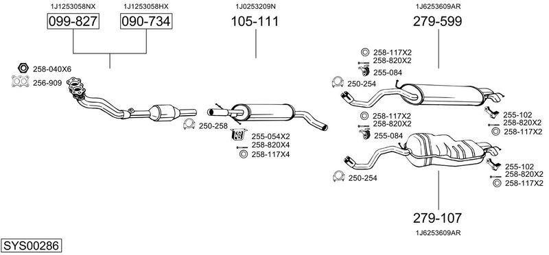 BOSAL kipufogórendszer SYS00286