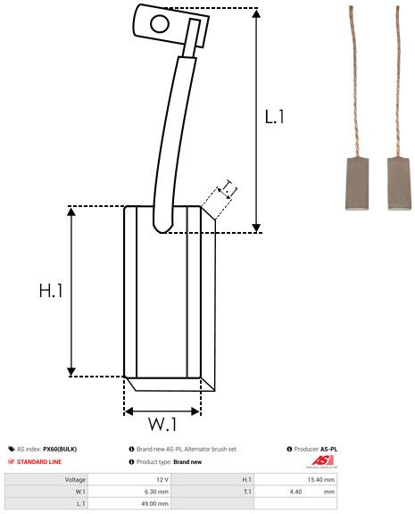 AS-PL PX60(BULK) Carbon Brush, alternator