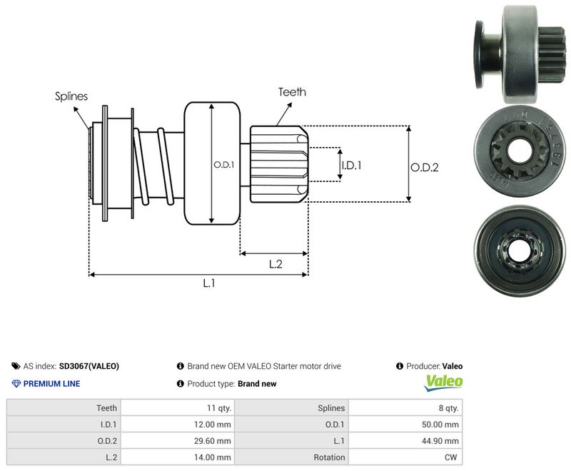 AS-PL SD3067(VALEO) Freewheel Gear, starter