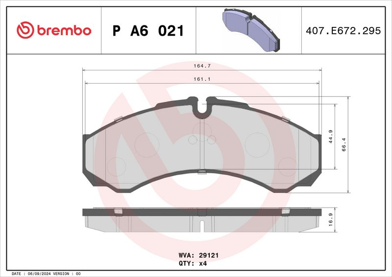 Piduriklotsi komplekt, ketaspidur, BREMBO P A6 021