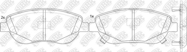 Комплект гальмівних накладок, дискове гальмо, Nibk PN1843