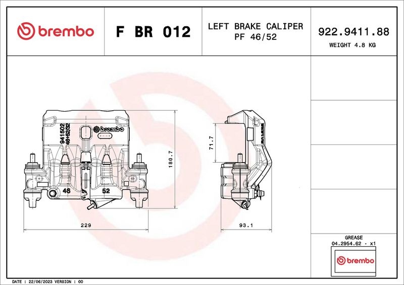 BREMBO FBR012 Brake Caliper