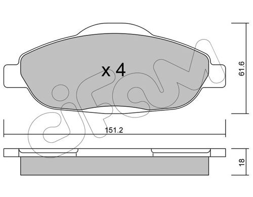 Комплект гальмівних накладок, дискове гальмо, Cifam 8228040