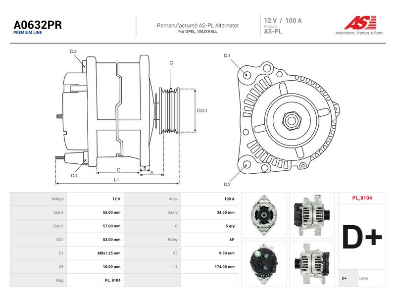 Generaator, AS-PL A0632PR
