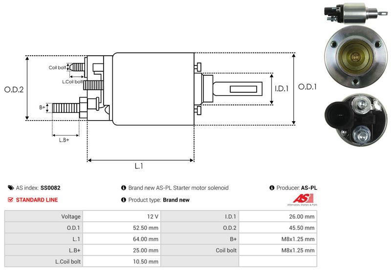 AS-PL SS0082 Solenoid Switch, starter