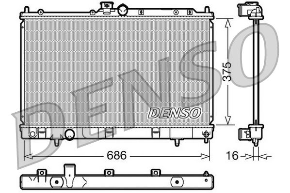 Радіатор, система охолодження двигуна, Denso DRM45025